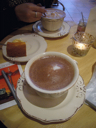 Hot chocolate in the chocolate shop `Gut & Gerne`