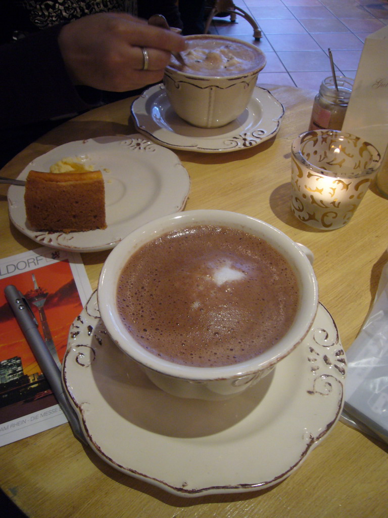 Hot chocolate in the chocolate shop `Gut & Gerne`