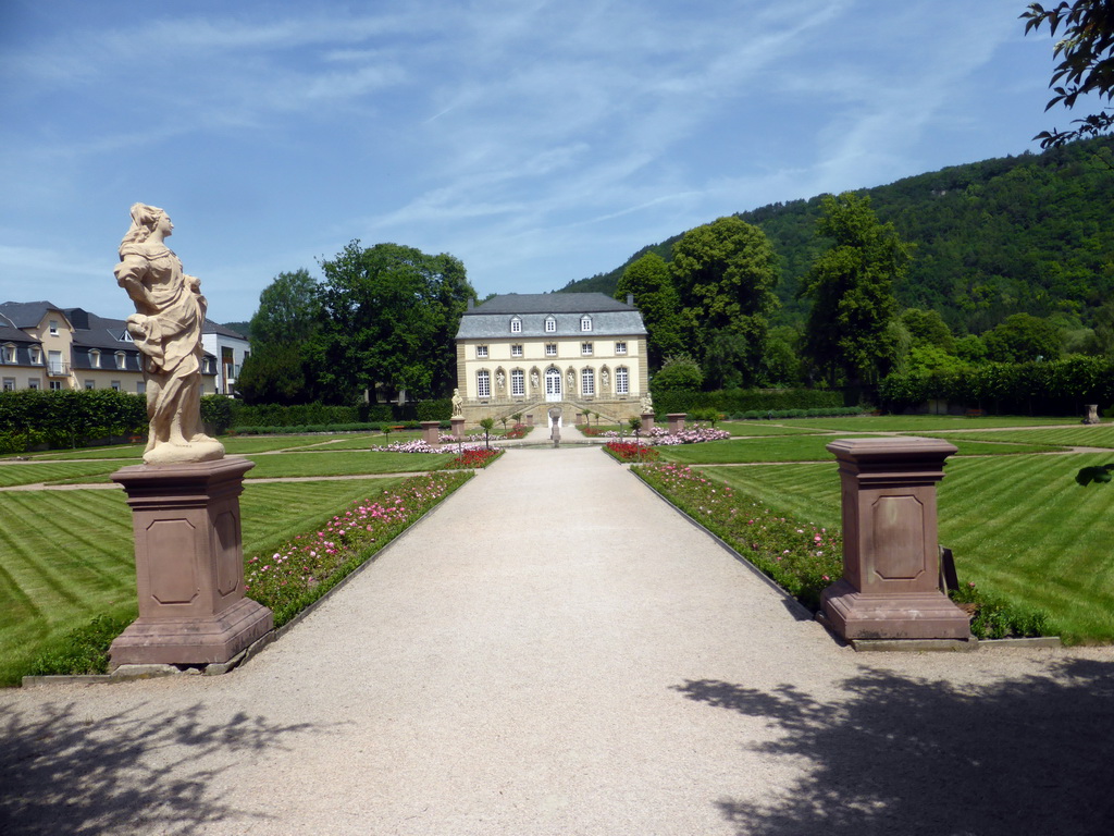 The Jardin des Prélats garden and the Orangerie, viewed from the entrance gate