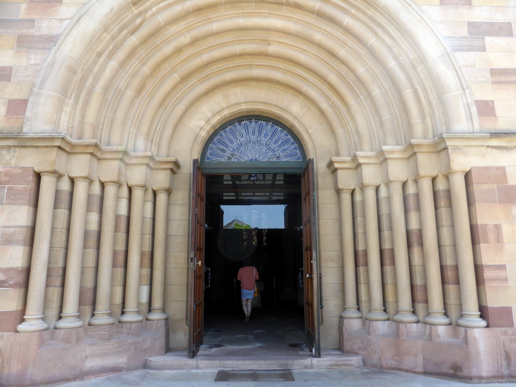 Miaomiao at the entrance gate of the Basilica of St. Willibrord