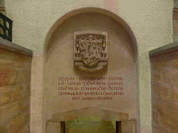Relief and inscription above the door to the crypt of the Basilica of St. Willibrord