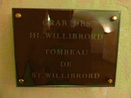 Explanation on the Tomb of St. Willibrord in the crypt of the Basilica of St. Willibrord