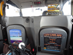 Interior of our taxi from Edinburgh Airport to the hotel