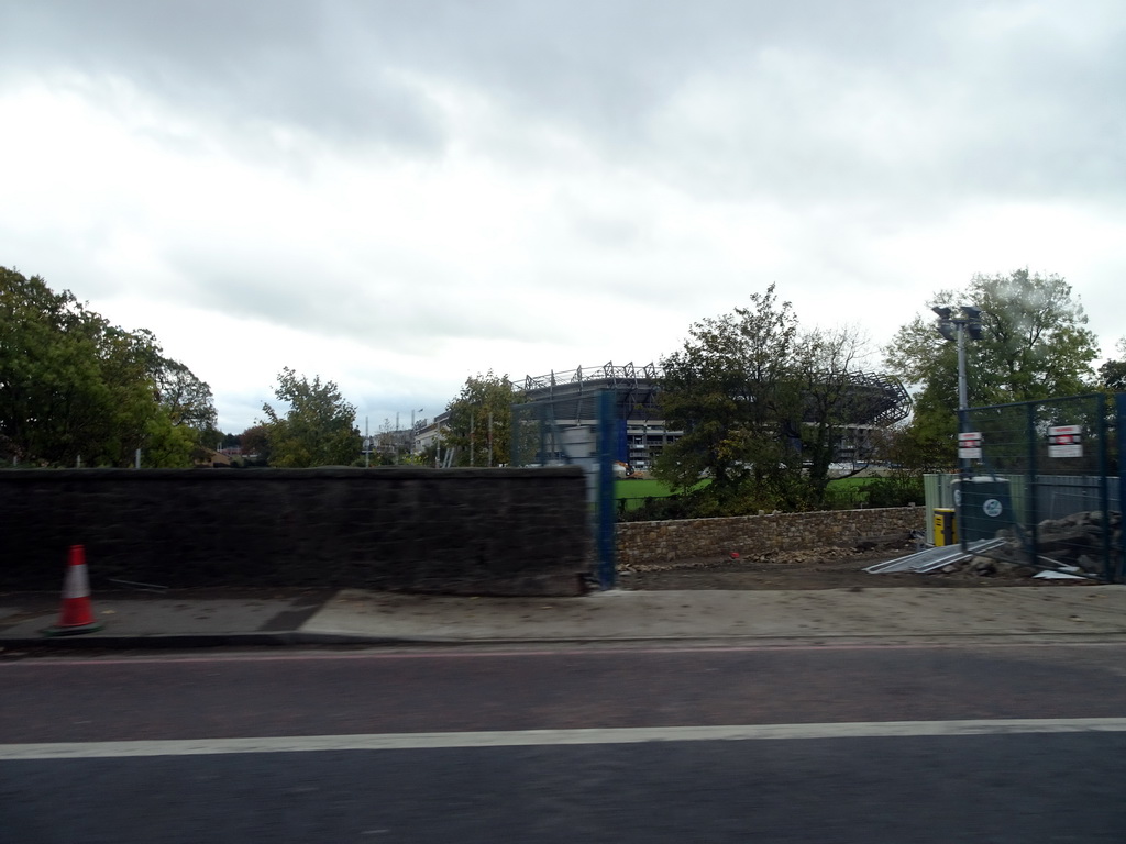 The Roseburn Public Park and the BT Murrayfield Stadium, viewed from the taxi at Corstorphine Road