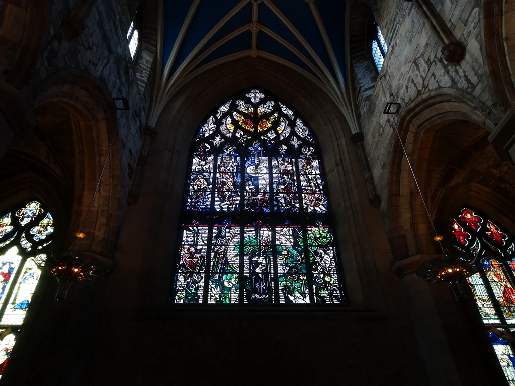 Stained glass windows at St. Giles` Cathedral