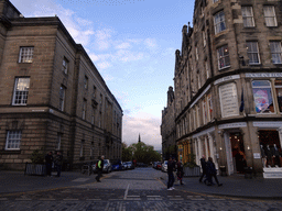 St. Giles` Street, the Princes Street Gardens and the Scott Monument, viewed from the Royal Mile