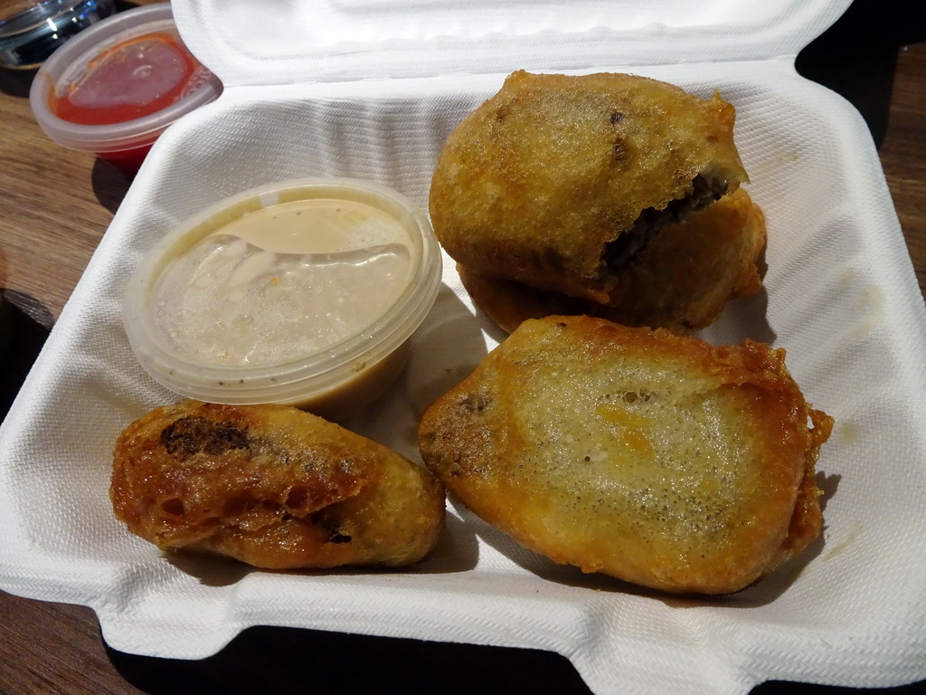 Haggis pastries for lunch in our first apartment at Richmond Place Apartments