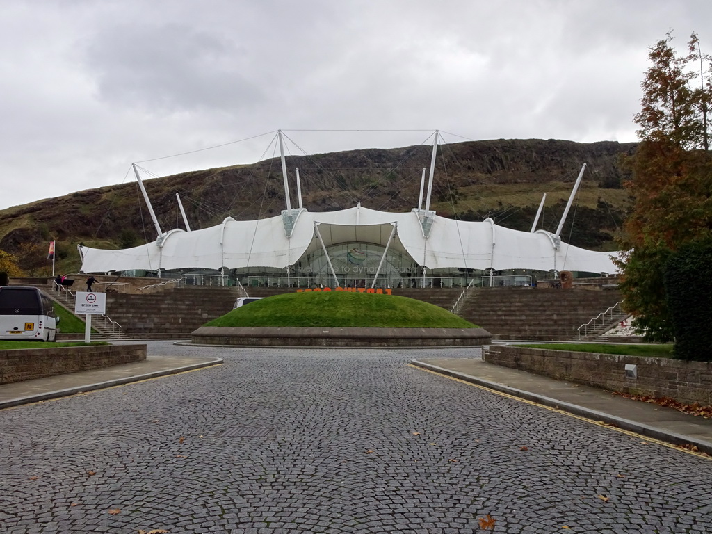 Front of the Dynamic Earth building at Holyrood Road