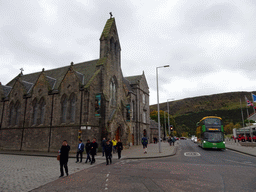 The Queen`s Gallery at the Palace of Holyroodhouse at the Horse Wynd, and Holyrood Park with the Salisbury Crags