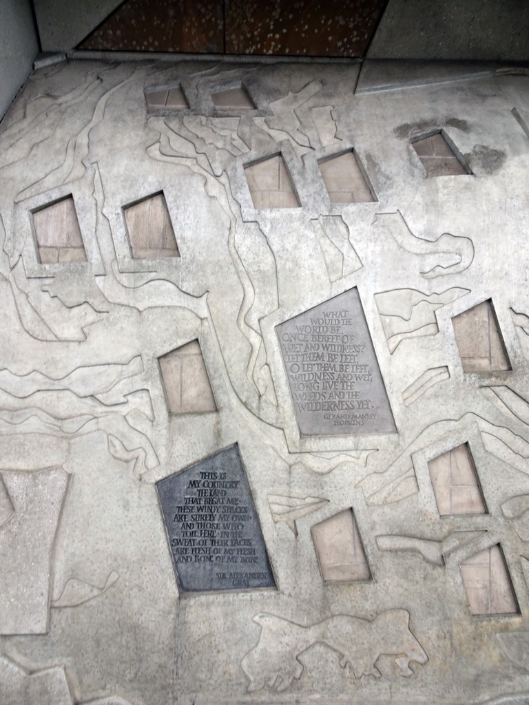 Relief at the north side of the Scottish Parliament Building at the Royal Mile