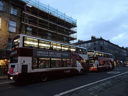 Buses at Clerk Street, at sunset