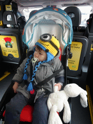 Max in the taxi to Edinburgh Zoo