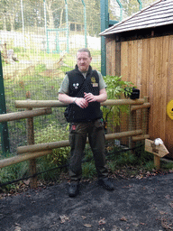 Zookeeper at the Tiger Tracks enclosure at the Edinburgh Zoo