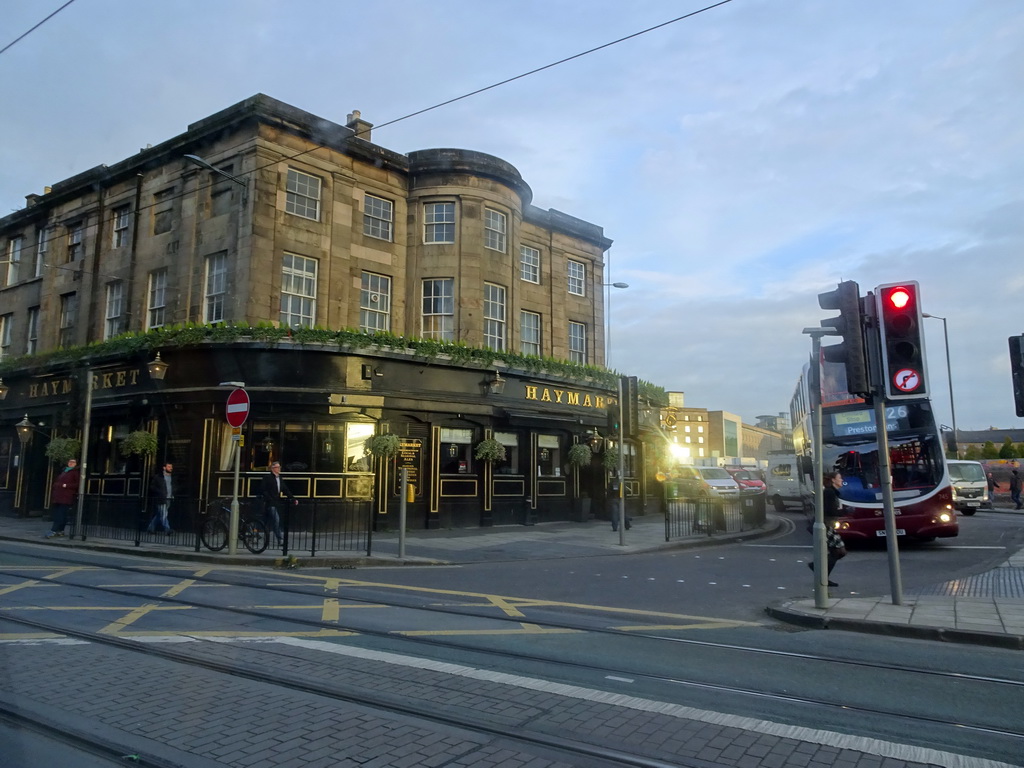 The Haymarket pub at Clifton Terrace, viewed from the taxi