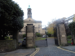 Front of Saint Patrick`s Roman Catholic Church at Cowgate, viewed from the taxi