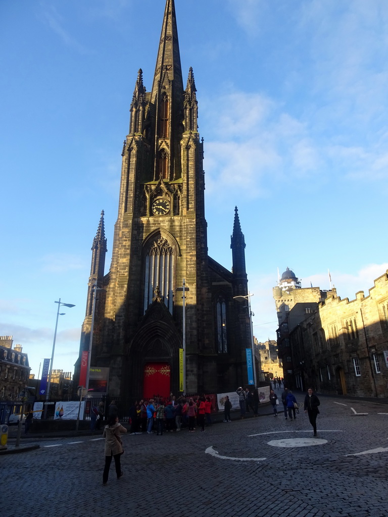 Front of the Hub at the crossing of the Johnston Terrace and the Royal Mile, and the Camera Obscura building