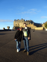 Tim, Miaomiao and Max at the Esplanade in front of Edinburgh Castle