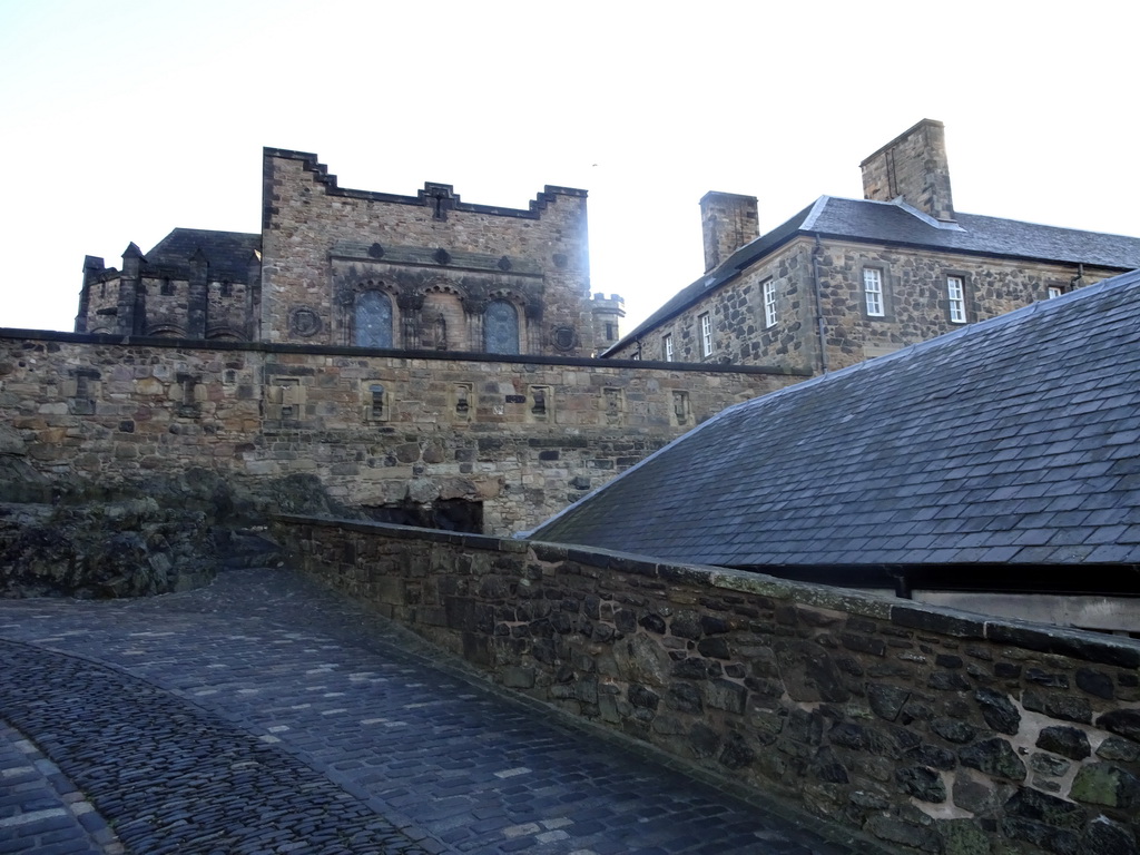 Road to the upper part and the west side of the Scottish National War Memorial at Edinburgh Castle
