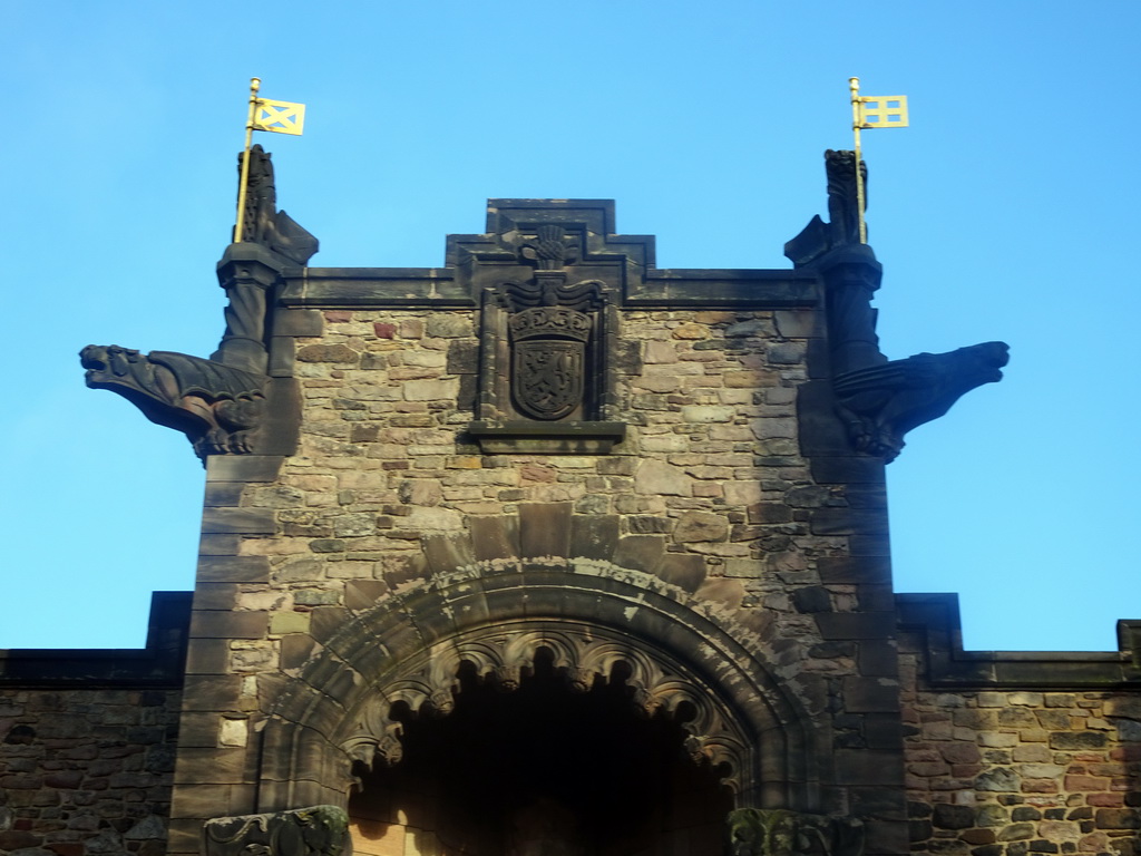 Top of the facade of the Scottish National War Memorial at Edinburgh Castle