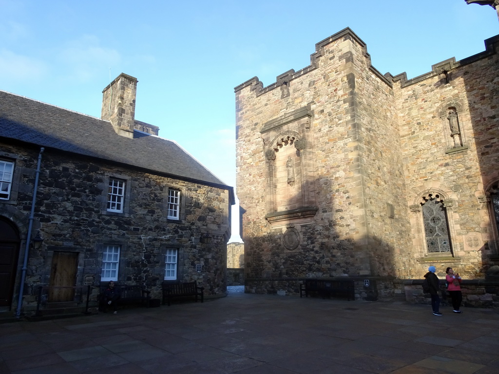 Front of the Prisons of War Exhibition building and the Scottish National War Memorial at Edinburgh Castle
