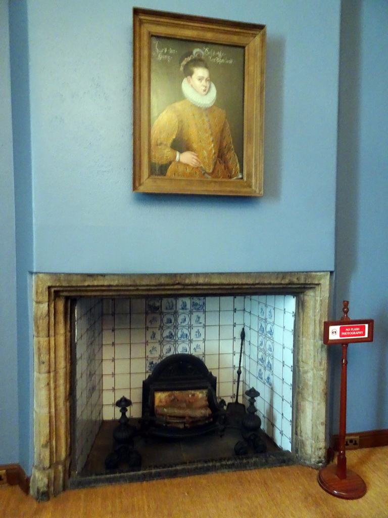 Painting and fireplace at Queen Mary`s Bedchamber at the Royal Palace at Edinburgh Castle