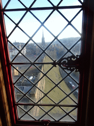 The Esplanade, Jonhston Terrace and the Hub, viewed from Queen Mary`s Bedchamber at the Royal Palace at Edinburgh Castle