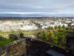 The Dog Cemetery, the lower part of Edinburgh Castle, the Princes Street Gardens and the New Town, viewed from the upper part of Edinburgh Castle