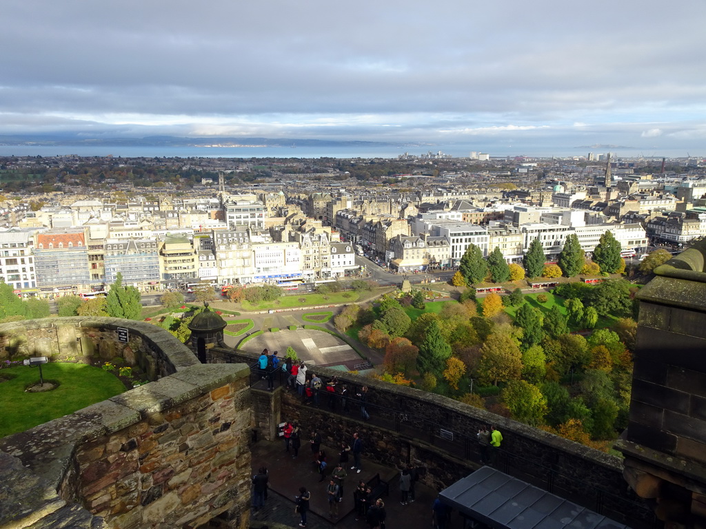 The Dog Cemetery, the lower part of Edinburgh Castle, the Princes Street Gardens and the New Town, viewed from the upper part of Edinburgh Castle