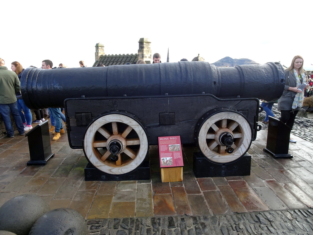 The Mons Meg cannon at Edinburgh Castle, with explanation