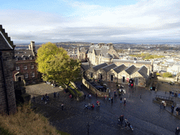The New Barracks, the National War Museum, the One O`Clock Gun, West Register House and the New Town, viewed from the upper part of Edinburgh Castle