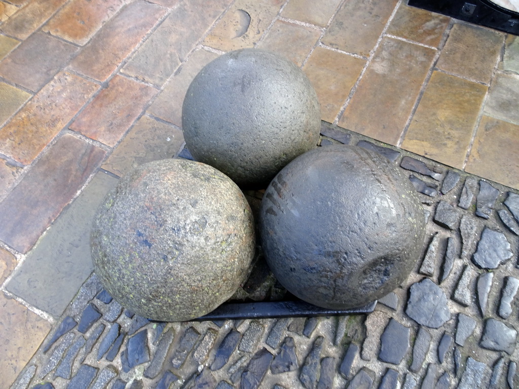 Cannon balls of the Mons Meg cannon at Edinburgh Castle