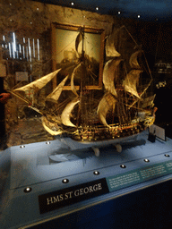Scale model of the H.M.S. St. George ship at the Prisons of War Exhibition building at Edinburgh Castle