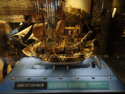 Scale model of the H.M.S. St. George ship at the Prisons of War Exhibition building at Edinburgh Castle