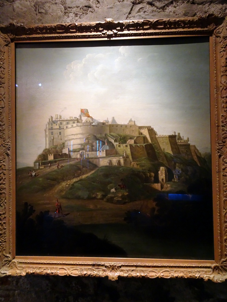 Painting of Edinburgh Castle at the Prisons of War Exhibition building at Edinburgh Castle