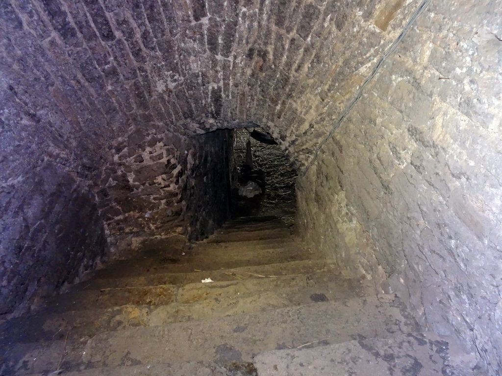 Staircase to a prison cell at the Prisons of War Exhibition building at Edinburgh Castle