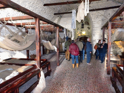 Interior of a prison cell at the Prisons of War Exhibition building at Edinburgh Castle