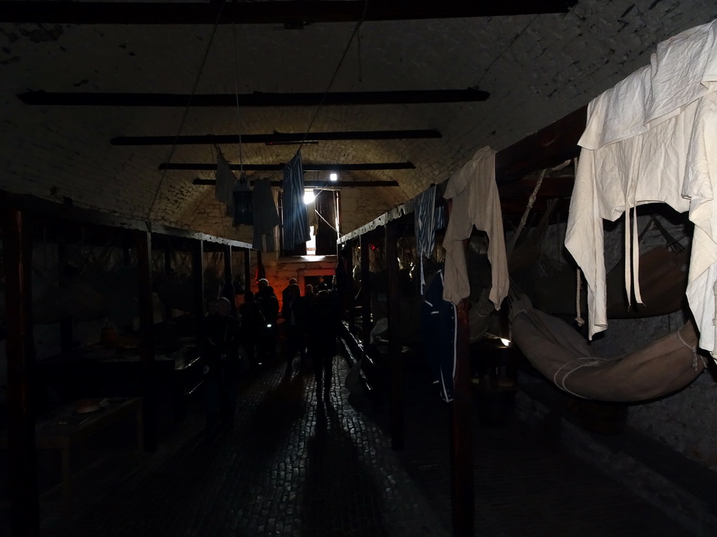 Interior of a prison cell at the Prisons of War Exhibition building at Edinburgh Castle