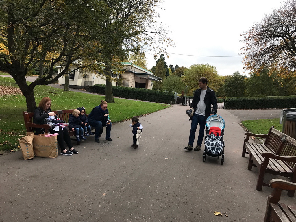 Tim and Max in front of the Ross Bandstand at the Princes Street Gardens