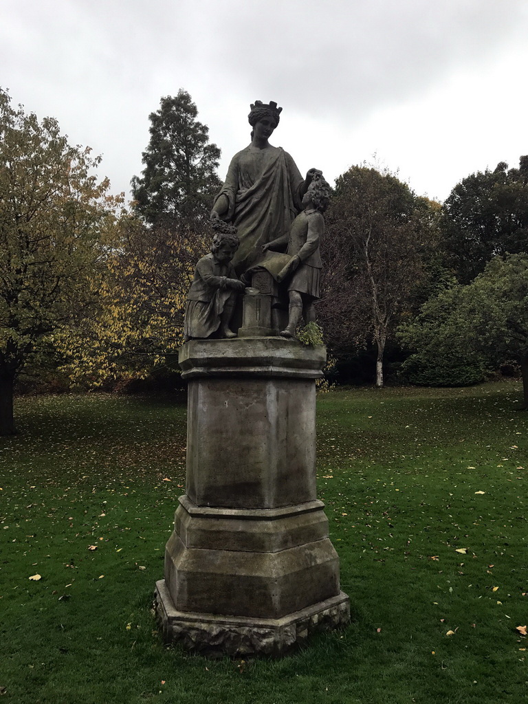 Statue `The Genius of Architecture crowning the Theory and Practice of Art` by William Brodie, at the Princes Street Gardens