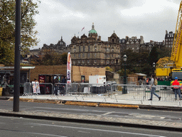 Princes Street, the Princes Street Gardens, the Lloyds Banking Group Head Office and the tower of St. Giles` Cathedral