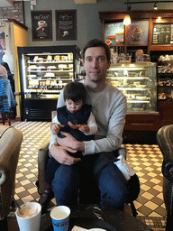 Tim and Max at Caffè Nero at the Multrees Walk