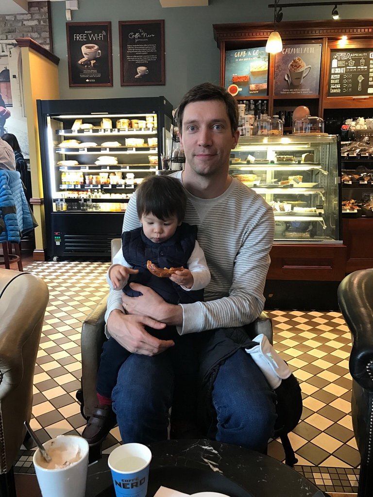 Tim and Max at Caffè Nero at the Multrees Walk