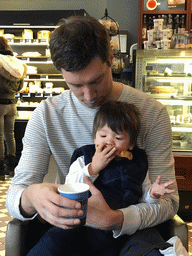 Tim and Max at Caffè Nero at the Multrees Walk