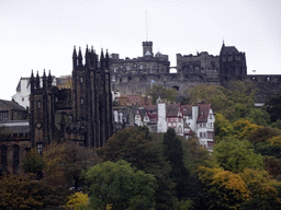 Princes Street Gardens, the New College and Edinburgh Castle, viewed from North Bridge