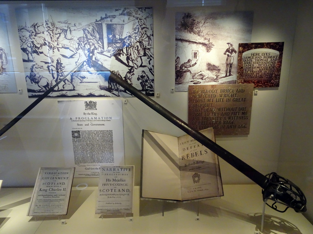 Items related to the Battle of Bothwell Bridge, at the Kingdom of the Scots Hall at the First Floor of the National Museum of Scotland