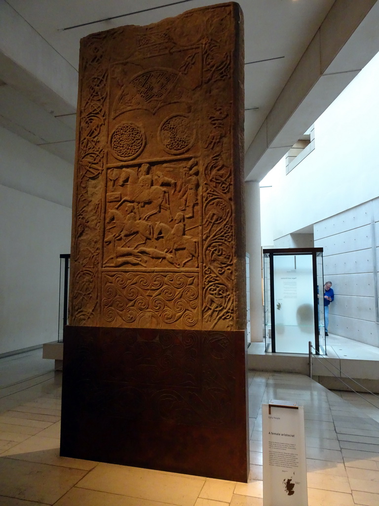 Relief `A Female Aristocrat` at the Early People Hall at the Basement of the National Museum of Scotland, with explanation