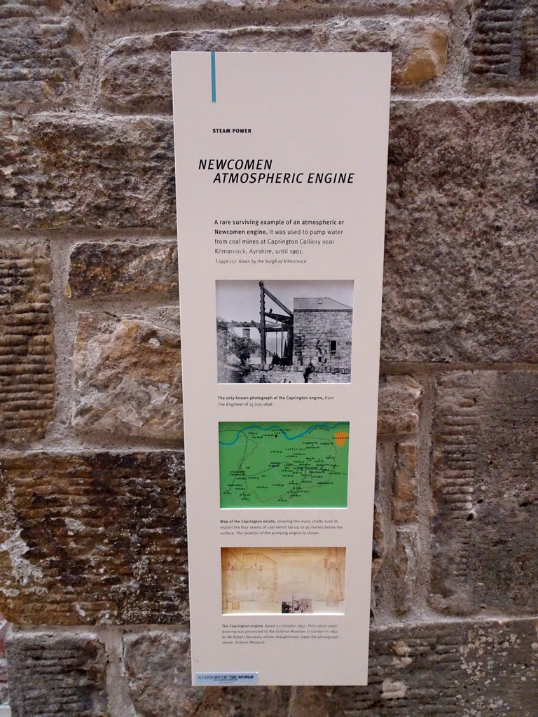 Explanation on the Newcomen Atmospheric Engine, at the Scotland Transformed Hall at the Third Floor of the National Museum of Scotland