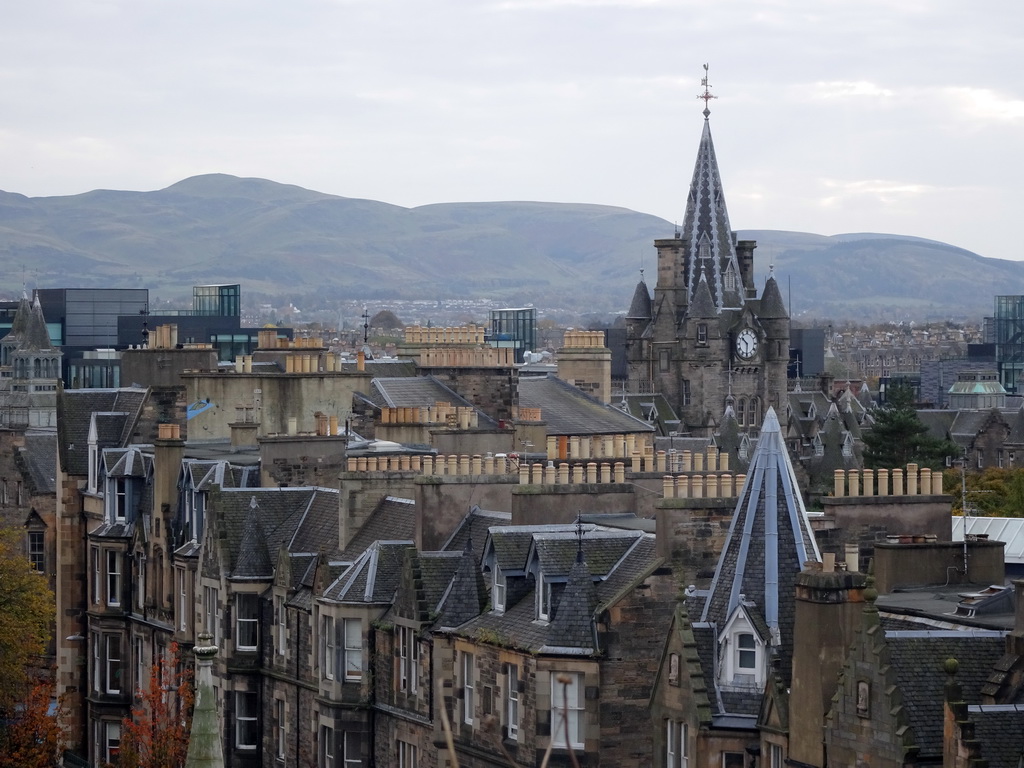 The tower of the Edinburgh Royal Infirmary, viewed from the Roof Terrace Garden on the Seventh Floor of the National Museum of Scotland