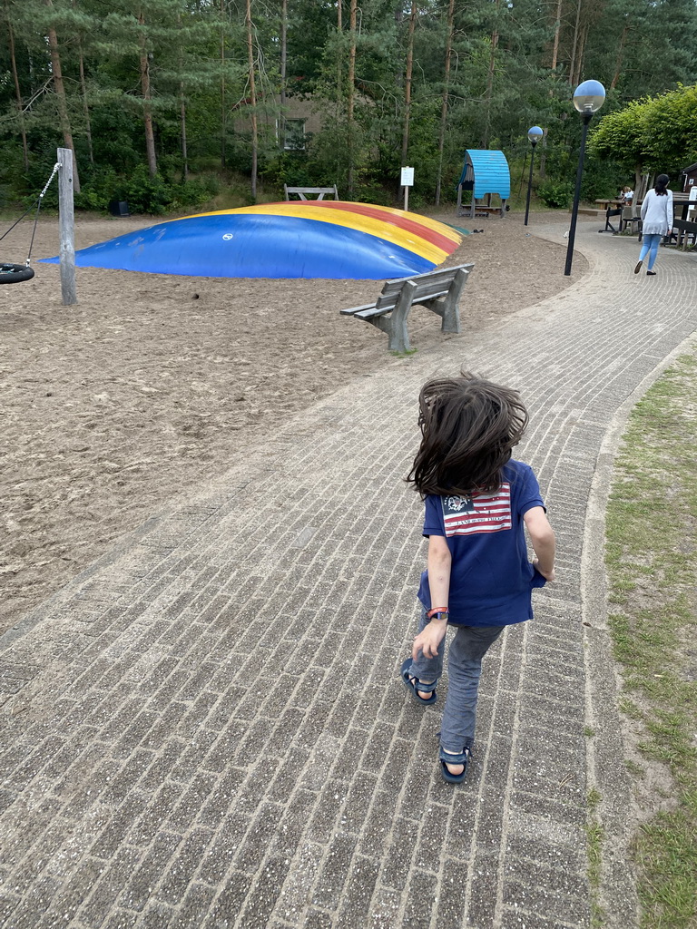 Max with the trampoline at the main playground at the Landal Coldenhove holiday park