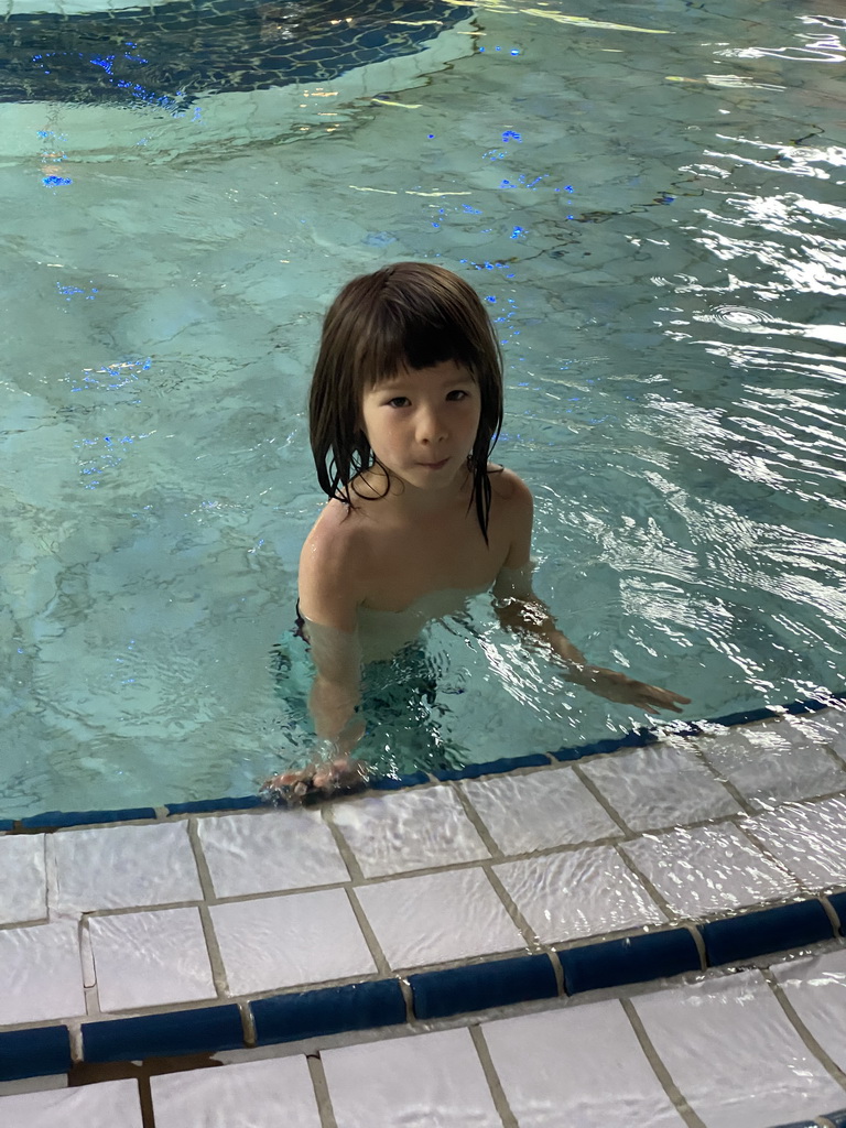 Max in the swimming pool of the Landal Coldenhove holiday park